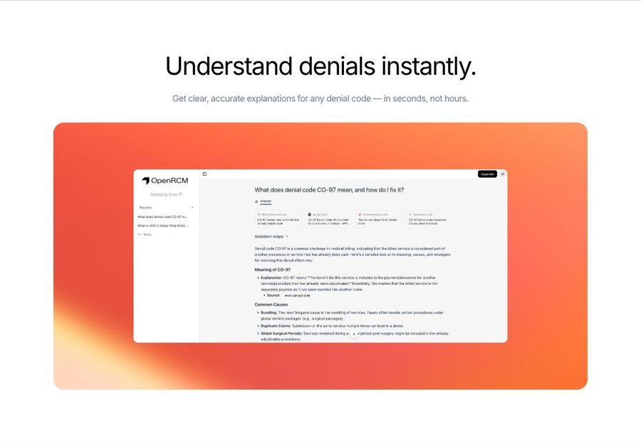 OpenRCM: Understand denials instantly