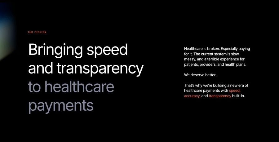 Mission: Bringing speed and transparency to healthcare payments
