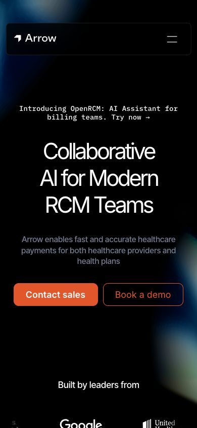 Homepage on mobile