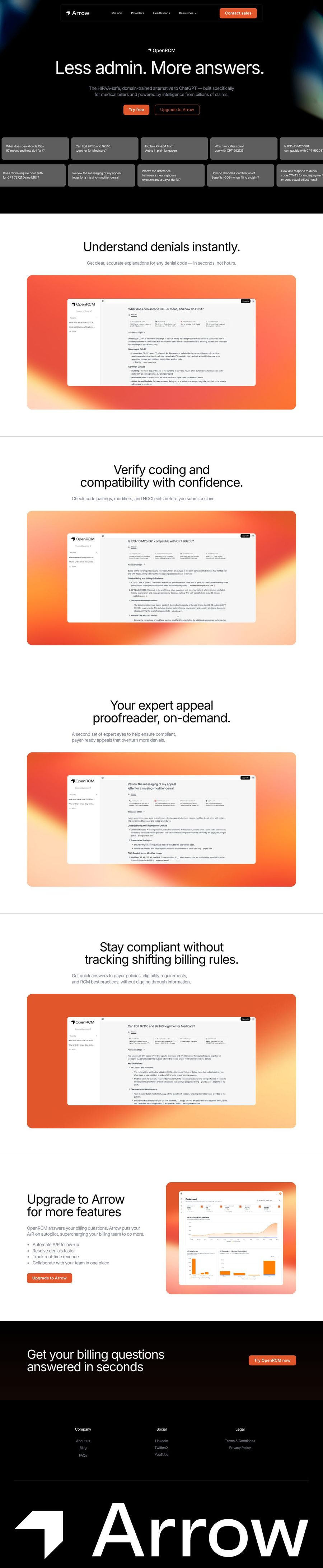 OpenRCM page scrolling: denials, coding checks, appeals and compliance