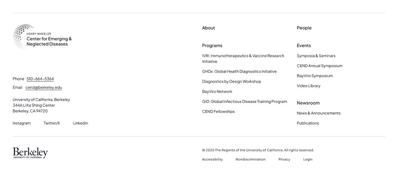 Site footer with programmes and events