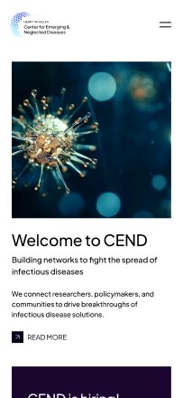 Redesigned CEND homepage on mobile