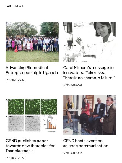 Tablet homepage, latest news